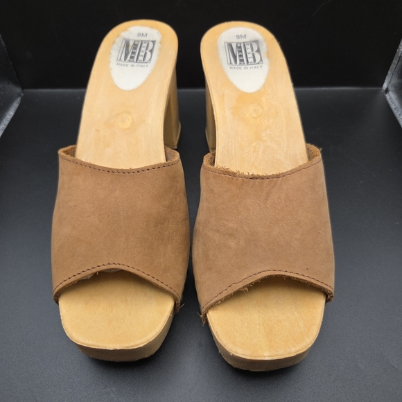 Mixed Blues Shoes - MB Brown Leather Women's Mules